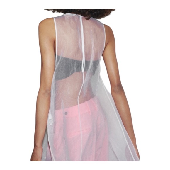 Anthropologie Ellender White Sheer Sleeveless Tunic Size 4 Overlay High Low - Picture 1 of 12